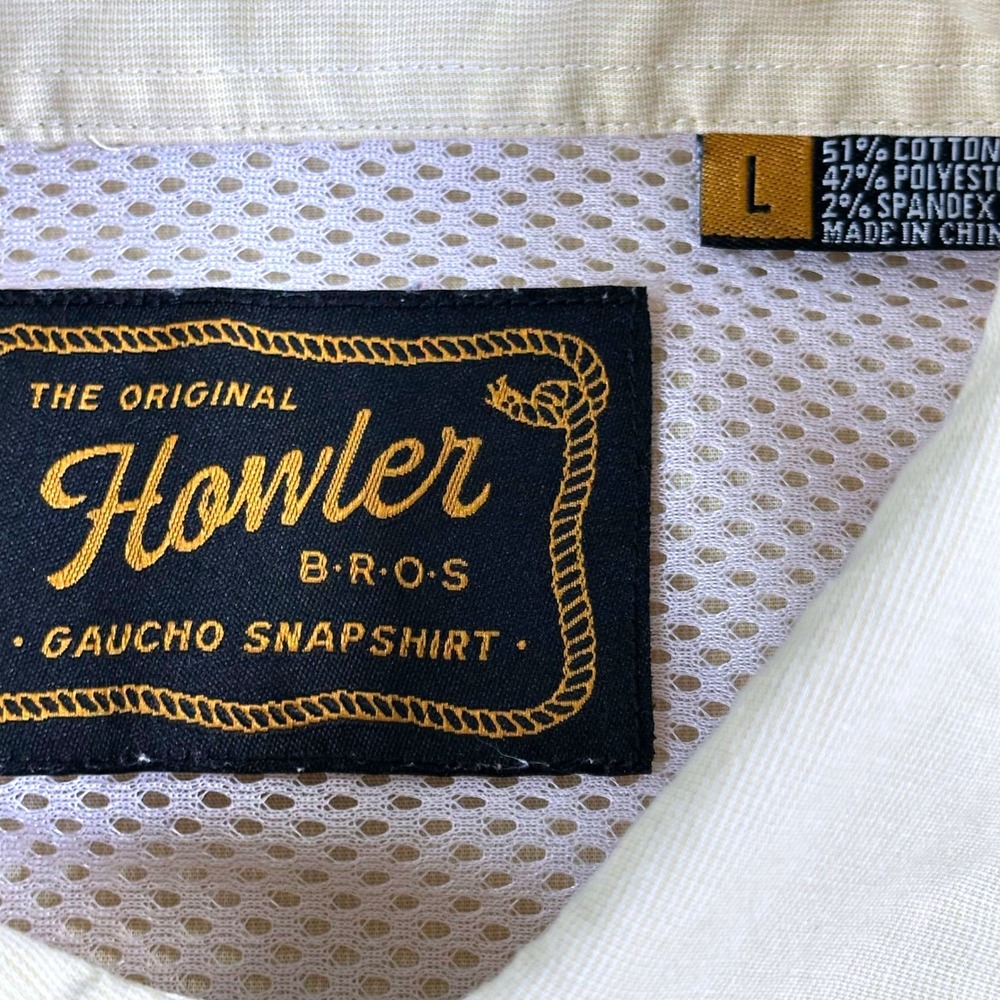 Howler Brothers Gaucho Snapshirt Mens L Tan Rooster Embroidered Western Snap - Picture 5 of 16